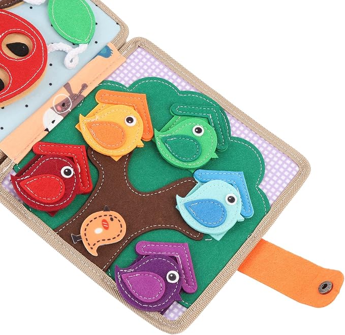 Felt Activity Book for Toddlers Educational Sensory Quiet Travel Toy Soft Fabric Interactive Pages Fine Motor Skills Learning 2 3 Year Olds