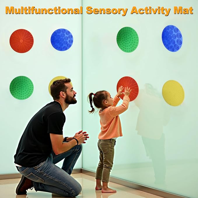 8PCS Sensory Mats, Silicone Tactile Tiles for Autism ADHD | Calming Tactile Input,Versatile Play,Easy to Clean & Travel,Safe & Durable Silicone,Therapist Approved