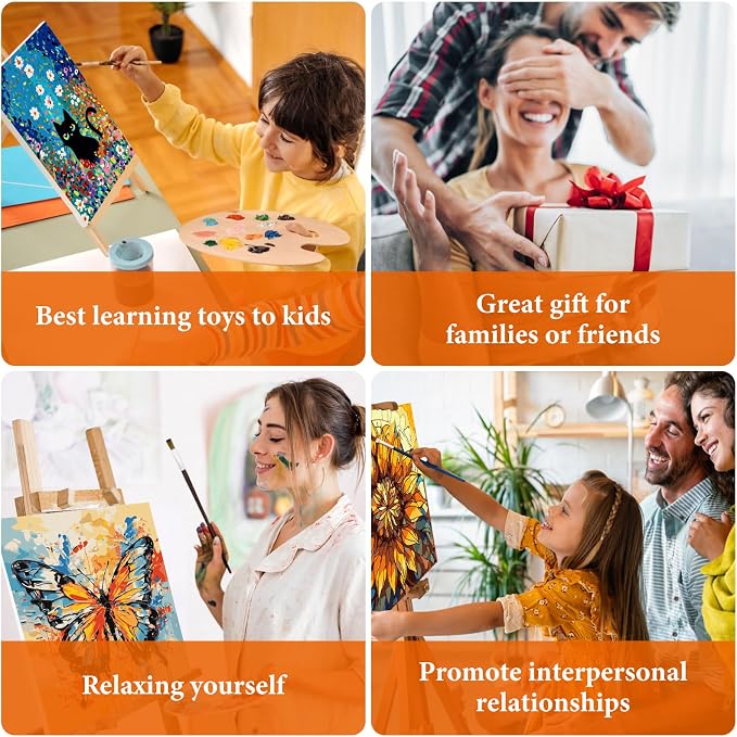 Framed Paint by Numbers Kit for Adults Beginner & Kids Ages 8-12, Starry Night Paint by Number with Frame, Acrylic Abstract Landscape Painting by Numbers Kit on Canvas 8x12 inch for Home Wall Decor