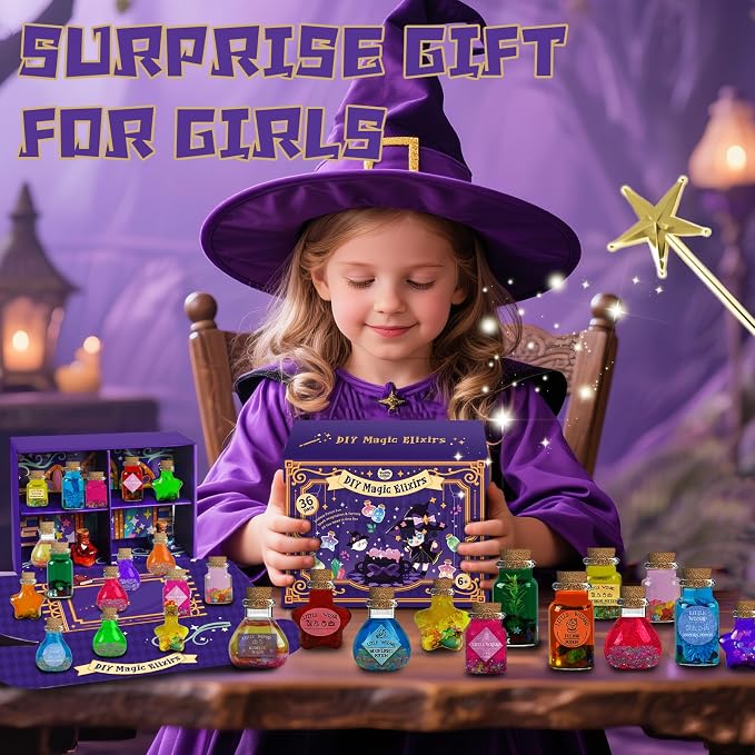 Magic Potion Kit for Kids - 12 Mixed Fairy Potion Bottles, Art Craft & Decoration Toys for Girls Ages 6 7 8 9 10 12+ Year Magical Workshop Kit for Boys Girls Birthday Party Gift, Christmas
