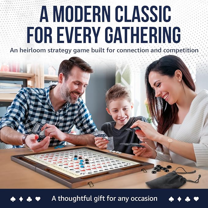 Two Lines Anyway Board Game – Strategy Game for Kids, Adults & Family, Ages 7+, 2-12 Player – Walnut Wooden Game, Handcrafted Heirloom