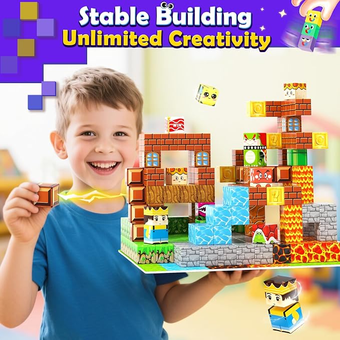 200PCS Magnetic Blocks Educational Toys for Kids Ages 3-5 4-8 3-12 Gifts | Build Mine Magnet World, STEM Sensory Stacking Toys for Kids Birthday, Back to School Gifts