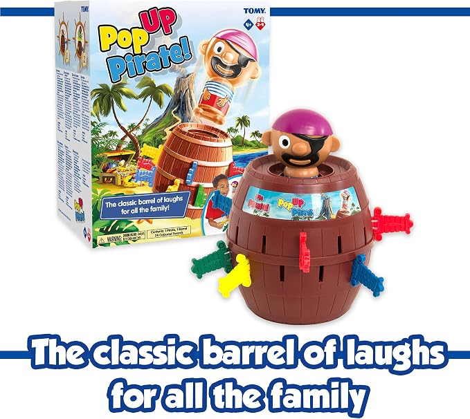 TOMY Pop Up Pirate Family Action Game - 2-4 Players - Ages 4 Years+ | Family Game Night, Easy Toddler Games, 3 Ways to Play, Great for Pirate Themed Birthday Parties or Indoor Recess