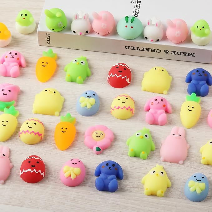 Mr. Pen- Easter Squishy Toys for Kids, 48 Pack | Washable Twistable Stretchy Squishies Bulk, Soft Stress Relief Sensory Toys for Squeezing, Easter Basket Stuffers