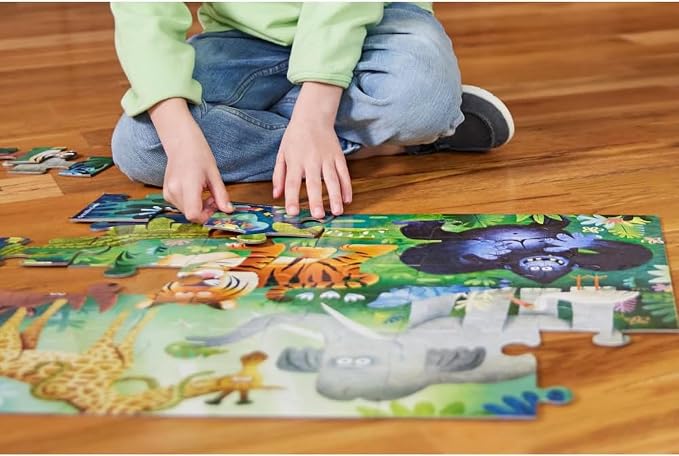 Crocodile Creek Jigsaw Puzzle, 36 Piece for Kids 3 Years and Up, Heavy-Duty Shaped Box for Storage, Finished Puzzle Size 18 x 24 inches, Wild Animals