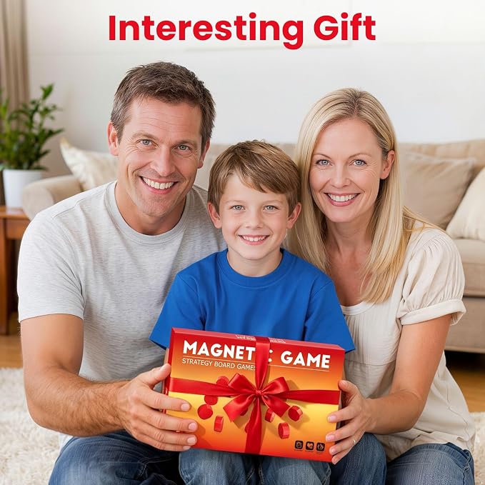 LLESSOO Magnet Game with String, Fun Strategy Board Games for Kids 8-12 and Adults, Magnetic Game for Family Night, Party & Travel, Includes 20 Chess Pieces, Rope and Storage Bag
