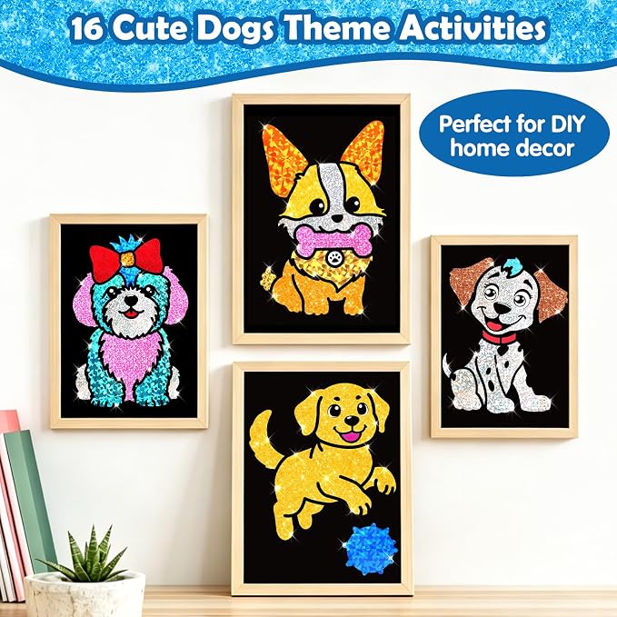 FUNNYB&G Foil Art Craft Kit for Kids, Sparkly Birthday Gift Toy for Kids | No Mess, Kids Ages 4-10 Create Sparkling Artwork, A Creative Gift for Birthdays, Holidays, Travel Activities,Screen-Free Fun