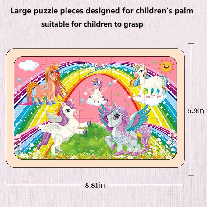 Wooden Jigsaw Puzzles for Kids Ages 4-6, 4-Pack 24-Piece Castle Puzzles Toy | Wood Puzzles Set, Toddler Brain Teaser Toys, Gifts for Boys Girls Ages 3 4 5 6