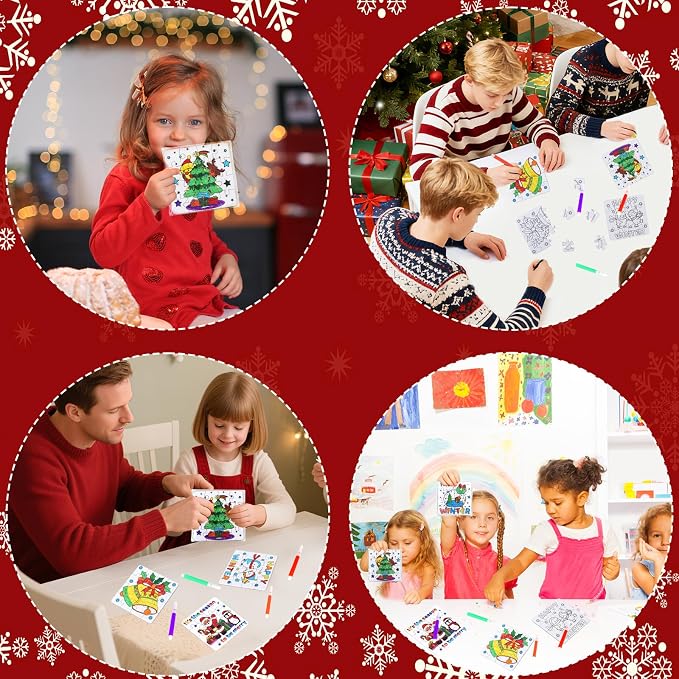 Christmas Crafts Kits Winter Crafts DIY Puzzle for Boys, Girls & Adults, Xmas Arts with Tree Bell Reindeer Santa Claus Star Snowmen Holiday Craft for Party Favors & Gift Bulk Classroom Activities