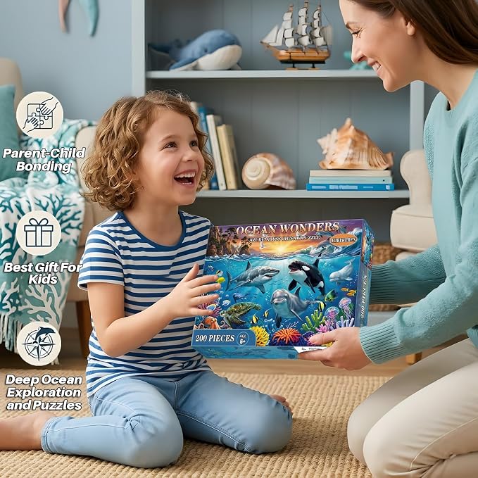 Puzzles for Kids Ages 6-8, 200 Piece Jigsaw Puzzles for Kids-Ocean World | 200 Piece Jigsaw Puzzles for Kids Ages 6-12 Year Old and Adults.Colorful Children Puzzles for Girls and Boys Educational Toys