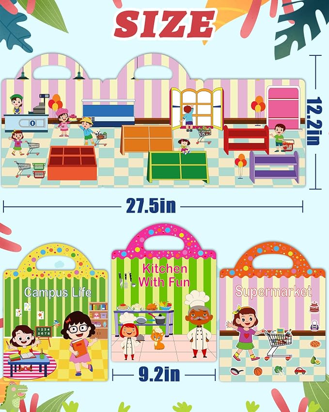 Benresive Reusable Sticker Book for Toddlers, Stickers for Kids, Travel Toy | Toddler Toys, Boys Girls Birthday Gifts, Airplane & Road Trip Essentials Kids, No Mess Waterproof Toddler Crafts Activities