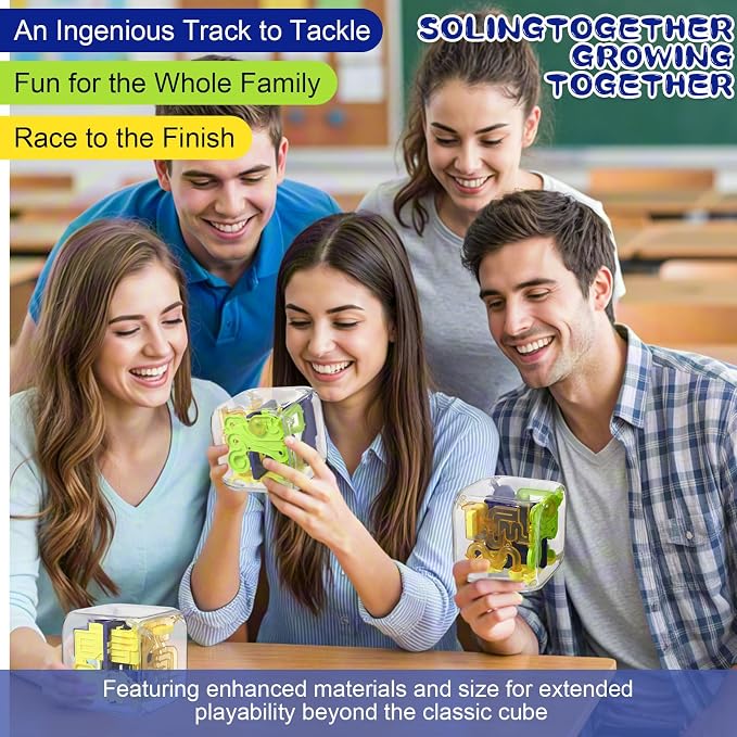 1 Sets Large Labyrinth 3D Maze Cube Puzzle Maze Game Gravity 3D Puzzle Cube Brain Teaser Ball Games for Kids Education Sensory Toys Gift for Adults (Upgrade Version,Yellow)