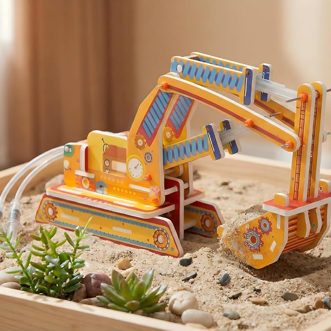 STEM Pneumatic Excavator Kit - Build a Working Digger with Syringe & Tubing | Build a real air-powered digger with syringes! Learn gas pressure & energy transfer. No electricity, safe hands-on STEM fun.