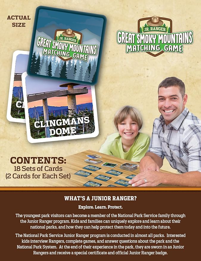 Masterpieces Officially Licensed National Parks Great Smoky Mountains Picture Matching Card Game for Kids and Families