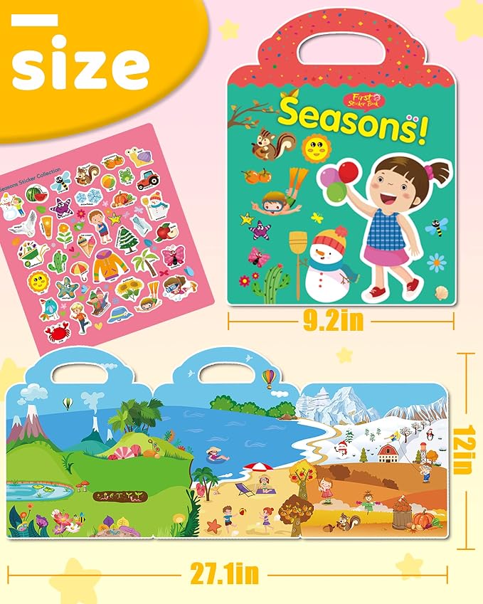 Benresive Reusable Sticker Book for Toddlers, Travel Stickers for Kids | Toddler Travel Activities Toys, Birthday Gifts for Boys & Girls, Airplane Travel & Road Trip Essentials Kids