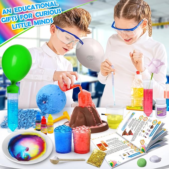 UNGLINGA 50+ Science Lab Experiments Kit for Kids, STEM Activities | Educational Scientist Toys Gifts for Boys Girls Chemistry Set, Gemstone, Volcano Eruption