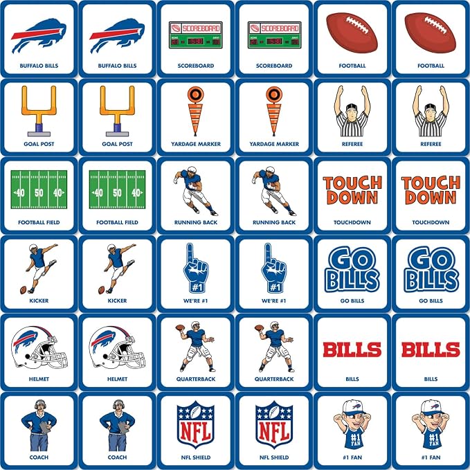 MasterPieces Sports Games - Buffalo Bills NFL Matching Game - Game for Kids and Family - Laugh and Learn