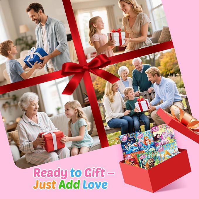 8PCS Paint by Sticker Book for Kids Ages 4-8 - Sticker by Number Activity Books with Stories for Toddlers 2-4 | Travel Airplane Car Toys, Screen-Free Puzzle Gift for Girls Ages 3-5 4-6 6-8