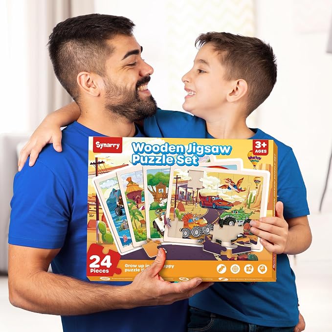 SYNARRY Large Wooden Monster Truck Puzzles for Kids Ages 4-6, Kids Gifts | Monster Truck Puzzles for Kids Ages 3-5, Birthday Gifts for Boys & Girls, Educational Monster Truck Toys, Screen-Free Play
