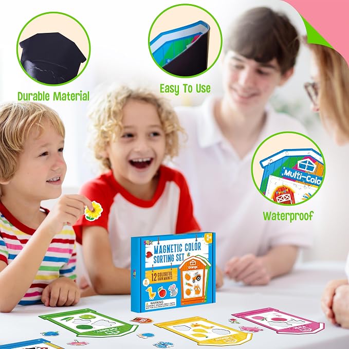 12 Pieces Magnetic Color Sorting Toys, 60 Color Magnets Educational Refrigerator Whiteboard for Baby Toddlers Kids Magnets