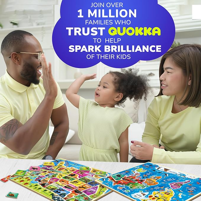 Wooden Puzzles for Kids Ages 4-6 - Toddler Puzzles Ages 3-5 USA & World Map | Montessori Wood Educational Puzzles for Toddlers 2-4 Years Old - Geography Learning Games for Kids 6-8
