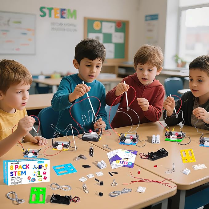 STEM Toy Science Kits, 8 Set Electric Circuit Boy Crafts for Kids Age 8-12 | Bulk STEM Kits for Kids Age 8-10 12-14 10-12 Gift Ideas, Engineering Experiments Activities Projects Buzz Wire Maze Game
