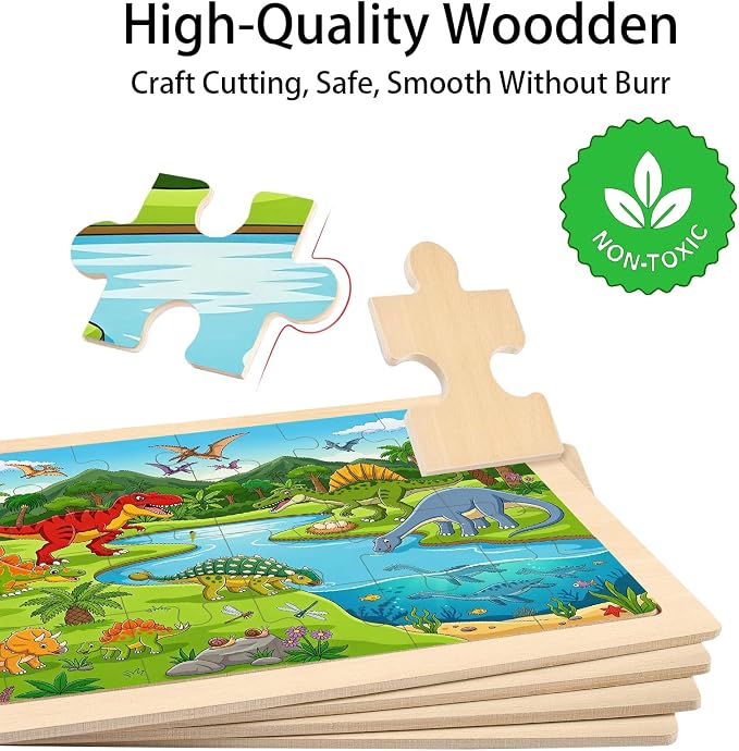 Puzzles for Kids Ages 4-6, Set of 4 Packs with 24 Piece | Wooden Jigsaw Puzzles, Preschool Educational Learning Toys Gifts for 3 4 5 6 Year Old Boys and Girls