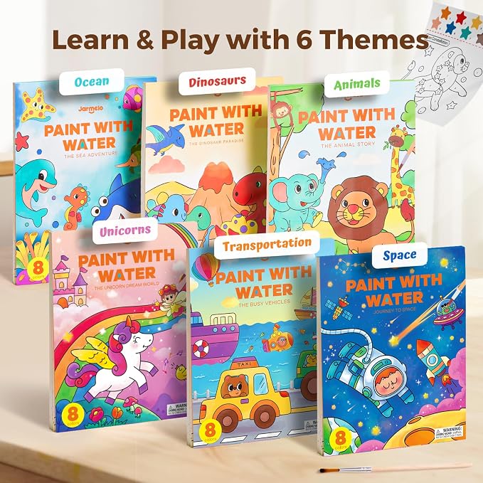 Jar Melo Paint with Water Books for Toddlers, Unicorns | Mess-Free Watercolor Painting Activity for Kids Ages 3-5 4-8, Arts Crafts Coloring Travel Toy with Brush for Boys and Girls