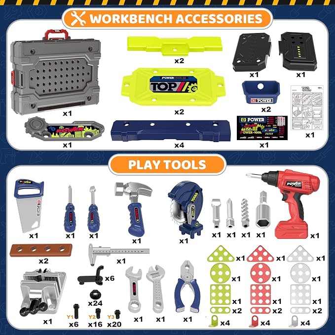 Kids Tool Bench with Electric Drill, Toddler Tool Set for Boys Ages 3-5 6-8 | 132 Pcs Kids Tool Set with Toddler Tool Box & Tool Bench, Christmas Birthday Gifts Toys for Boys Ages 3 4 5 6 7 8+ (Green)