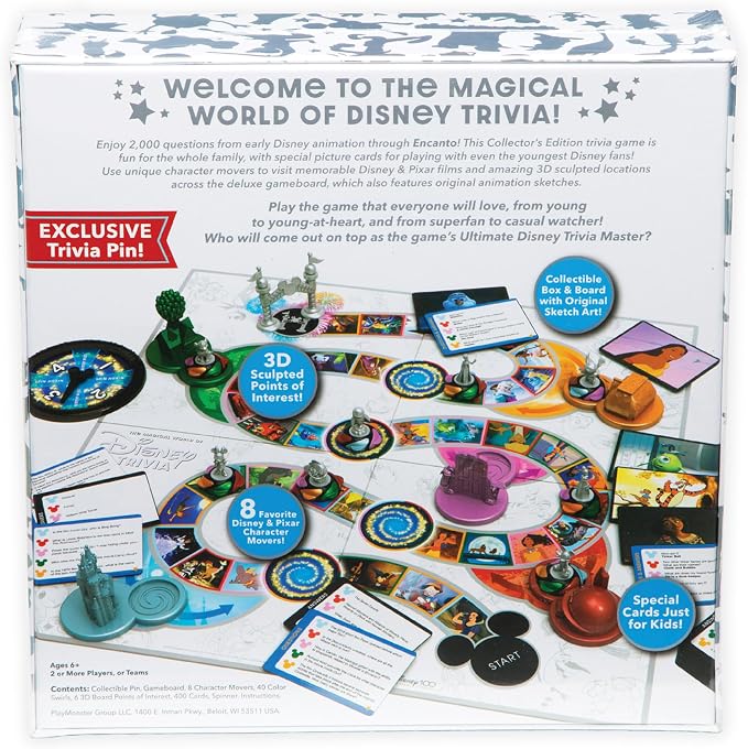 The Magical World of Disney Trivia Games – Board Games for Family Night, Family Games, Multi-Player Board Game, Family Board Game, Travel Games, Disney Game, Ages 6+