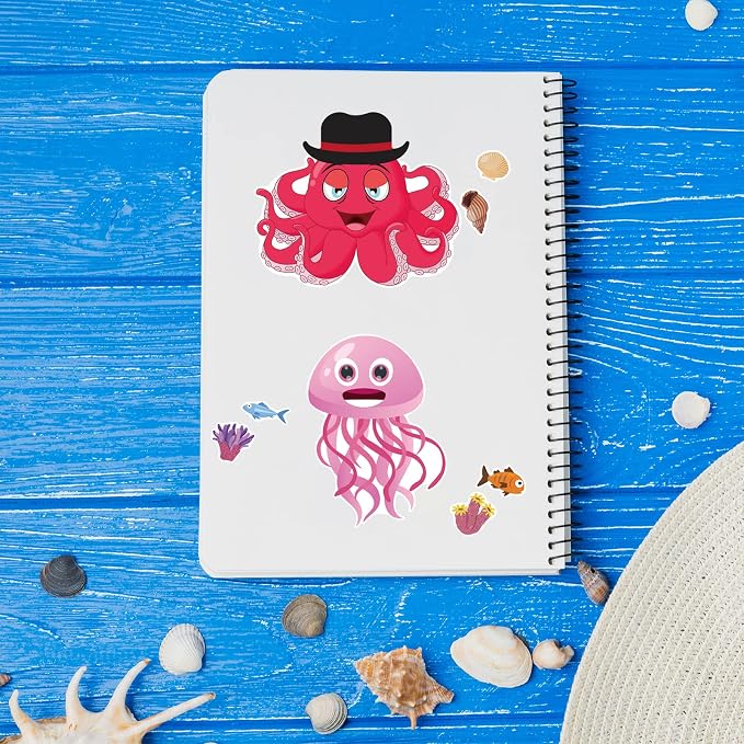 24 Sheets Make a Face Ocean Stickers for Kids Party Favors | Make Your Own Sea Animal Stickers Birthday Decorations Supplies for Toddlers, Under The Sea Crafts Activities Gifts
