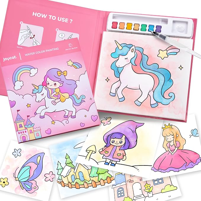 JoyCat Paint with Water Coloring Books for Toddlers (Magical Pony) | Watercolor Painting Set for Kids Ages 3-5 & 4-8, Arts & Crafts Drawing Activity Travel Toy, Birthday Gifts for Boys & Girls
