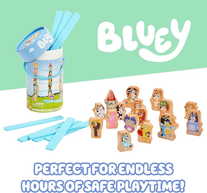 Bluey Stacking Game, Spin & Balance 15 Character Pieces