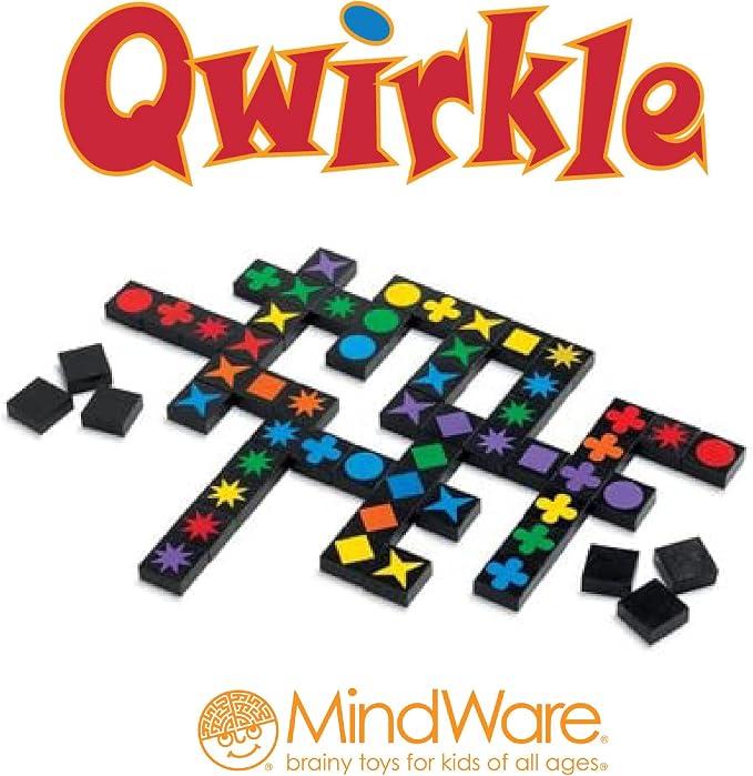 MindWare Qwirkle Board Game | Award-winning family strategy game—match colors and shapes to build lines and score. For 2-4 players, ages 6+