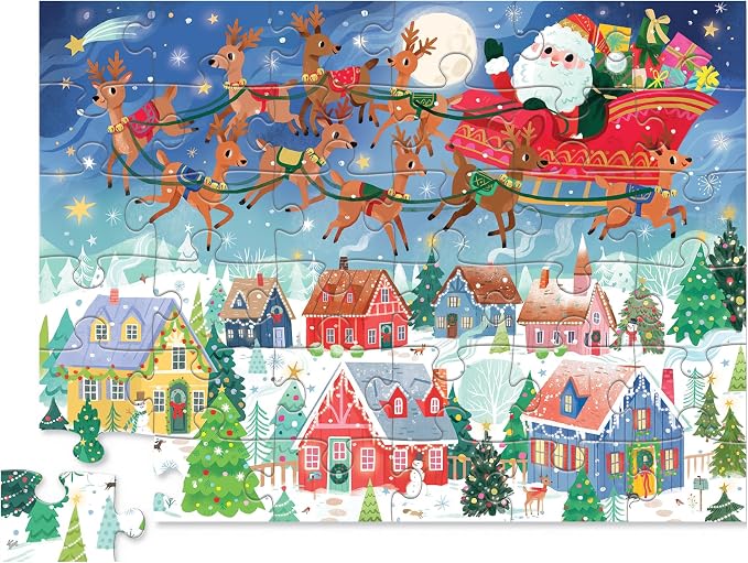 Crocodile Creek Jigsaw Puzzle, 36 Piece for Kids 3 Years and Up, Heavy-Duty Shaped Box for Storage, Finished Puzzle Size 18 x 24 inches, Santa's Sleigh