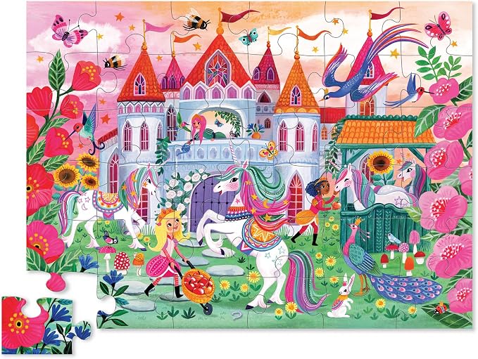 Crocodile Creek Jigsaw Puzzle, 36 Piece for Kids 3 Years and Up, Heavy-Duty Shaped Box for Storage, Finished Puzzle Size 18 x 24 inches, Unicorn Castle