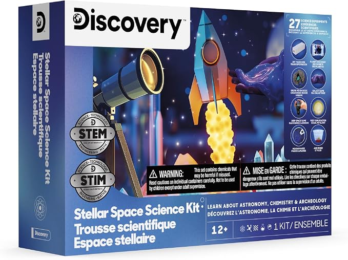 Discovery Stellar Space Science Kit for Kids| 30 Science Experiments| Build a Telescope, Galaxy Slime, Grow Moon Rocks| STEM Astronomy Chemistry Activity Set| Educational Learning Toy| Gift Ages 8+