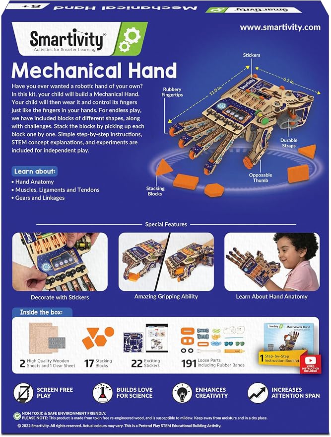 Smartivity Robotic Mechanical Hand STEM Toy for Kids 8-14 | Parents' Choice Award Winner | Superhero STEM Toy | Birthday Gift for Boys & Girls Ages 8,9,10,11,12,13,14