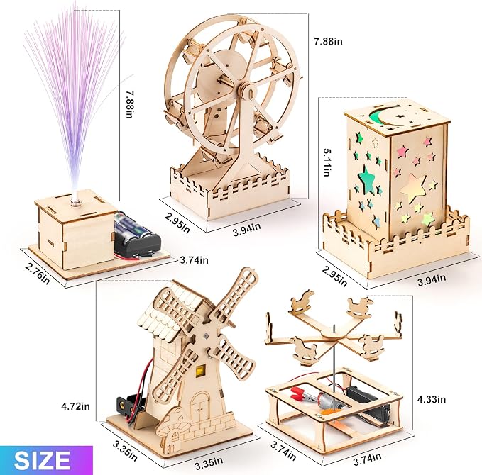 5 Individual STEM Science Kits for Kids, Wood Arts and Craft Kits 8-12 | STEM Toys for Boys Girls Age 8-13 8 10 12 14 Birthday Gift Idea, 3D Puzzles Building Engineering Model Set