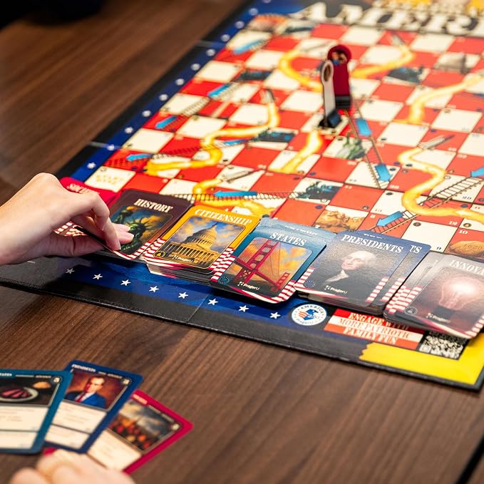 Celebrate America - Race to The White House Board Game, USA Trivia Game, America’s 250th Anniversary Edition, Families & Kids 8+, 2+ Players, Made in America