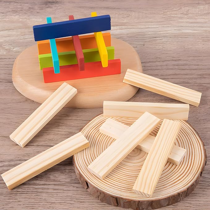 Hayder Classic Wooden Building Blocks Set, 100PCS | Solid Wood Blocks in 9 Colors Stacking Educational Toy Set for Kids