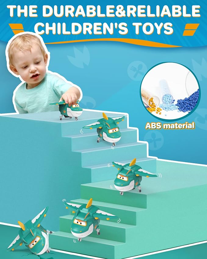 Super Wings 5 in Transformable Toys Tino, Transforming Airplane Robot for Boys and Girls, Action Figures Dinosaur Toy for Kids Age 3 4 5 6 7 8 9+