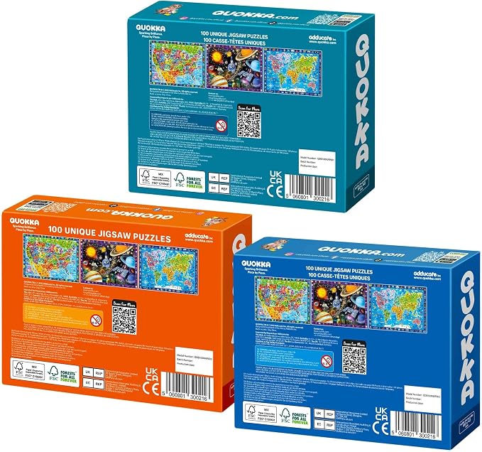100 Piece Puzzles for Kids Ages 6-8 - 3 Jigsaw Kids Puzzles Ages 4-6 | Learning United States, World Map, Space - Toddlers Puzzles for Ages 5-8 - Kids Puzzles Ages 8-10-12 Year Old Educational