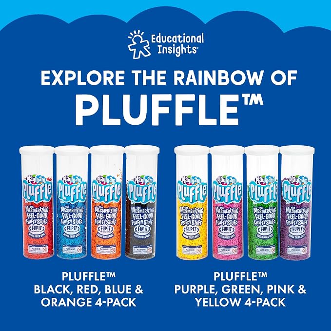 Educational Insights Pluffle Hide & Seek Sensory Set - Tactile Sensory Toys for Toddlers 3-4, Mess Free Slime Alternative, Satisfying Foam Sand Bin Filler, All-in-One Kit with Tools and Supplies
