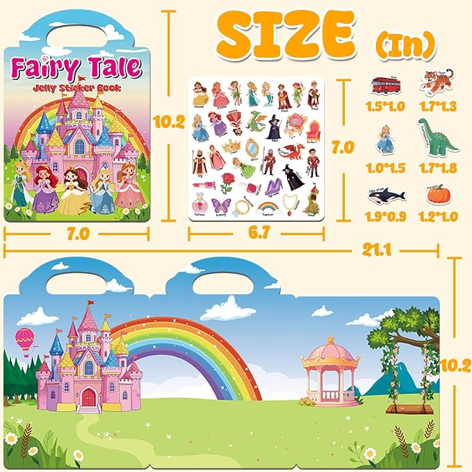 6 Sets Reusable Sticker Books for Toddlers 2-4 Years, Jelly Sticker Book for Kids, Travel Stickers Activity Book Travel Toys for Toddlers