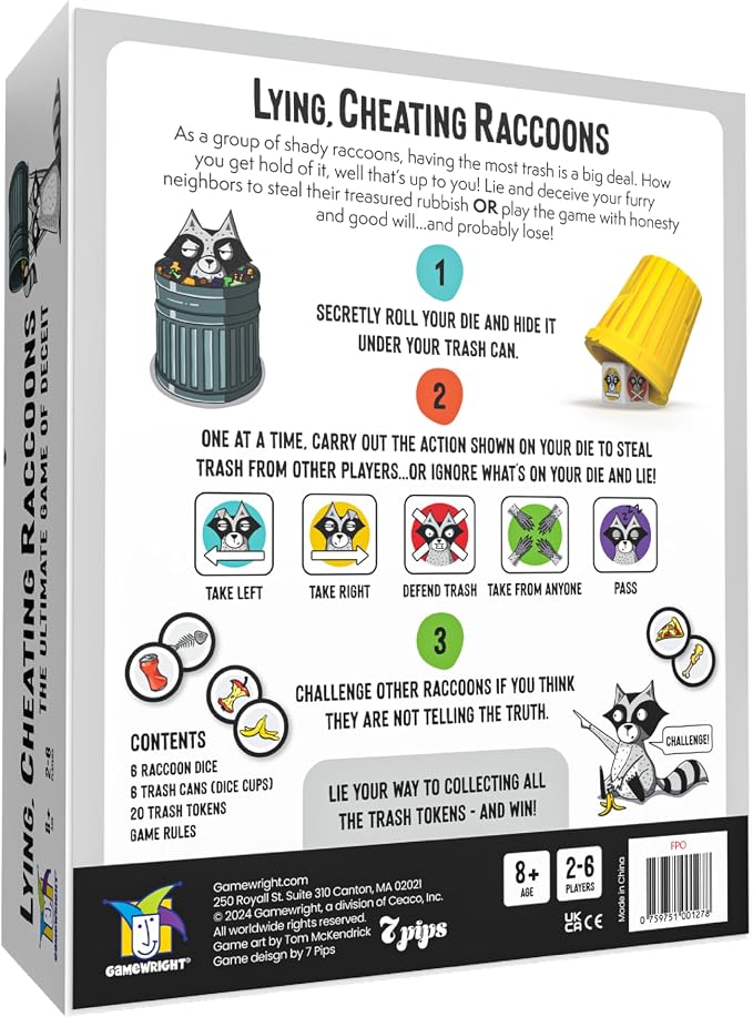Lying, Cheating Raccoons – The Ultimate Bluffing Dice Game for 2-6 Players, Ages 8+ – Family Fun!