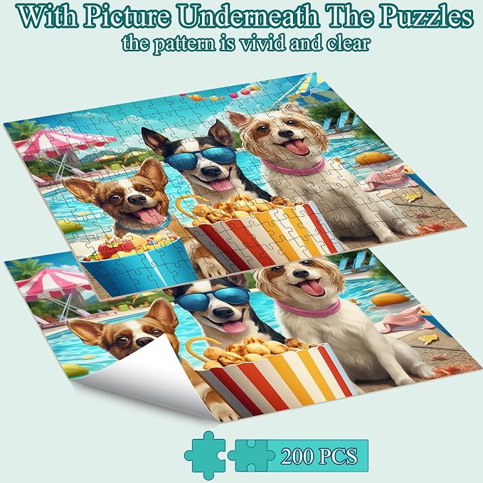 Puzzles for Kids Ages 6-8 8-10 Year Old - 200 Piece Amusement Park Dog | Puzzles for Kids Ages 6 7 8 9 10 Year Old and Adults Children Kids Puzzles for Girls and Boys Educational Toys Gifts