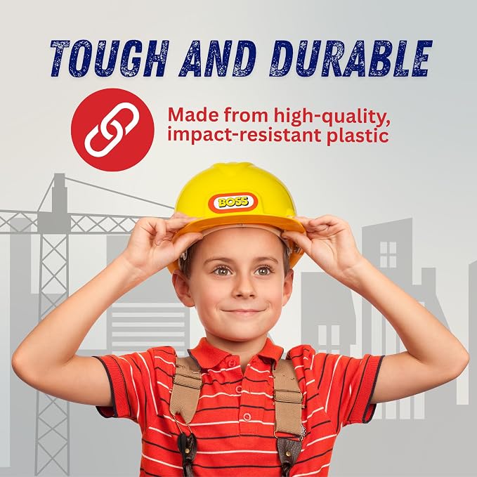 Dress Up America Kids Construction Hard Hat – Adjustable Yellow Helmet for Toddlers – Realistic Play Hat for Costumes & Dress-Up