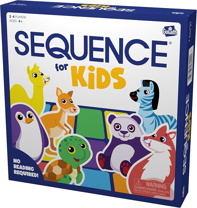 Jax SEQUENCE for Kids -- The 'No Reading Required' Strategy Game by Jax and Goliath, Multi Color, 11 inches (2-4 players) (Packaging May Vary)