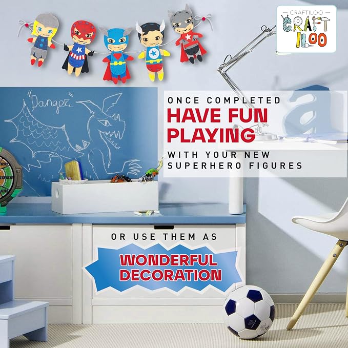 Superhero Sewing Kit for Little Kids - 5 Easy Felt Beginner Projects